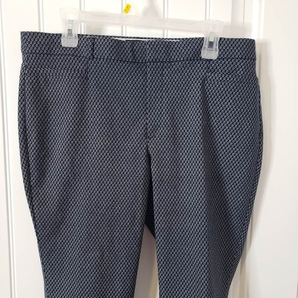 Banana Republic Sloan Cropped Tapered Pants Geometric Dot Blue Women's Size 12